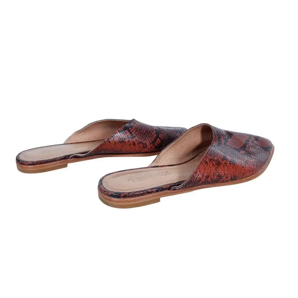 Madewell The Emilia Mule 8 Red Black Snake Embossed Leather Pointed Toe Flats
